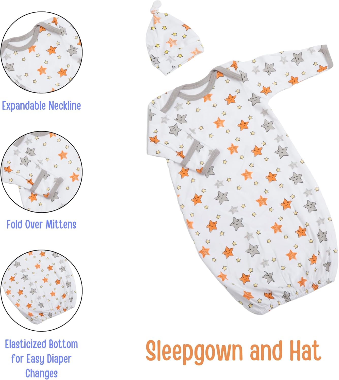 100% Organic Cotton Baby Clothes Unisex Layette Gift Set for Boys and Girls 8-Piece New Born Essentials, 0-3 Months - Image 5