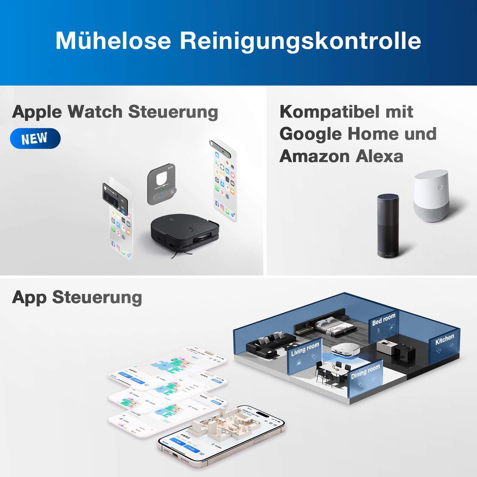 ECOVACS DEEBOT X5 Omni Saugroboter mit Wischfunktion, 12,800Pa Saugkraft, ZeroTangle Technologie, TruEdge™ Edge Mopping, 70℃ heißes Wasser Mop Waschen, Auto Anheben des Mopps, Selbstentleerung
