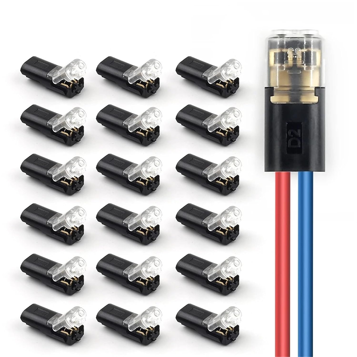Connector 2 Pin LED Electrical Wire Connectors 2 Way Universal Compact Terminal Block Pluggable Cable Clamps 10 Pcs(50PCS)