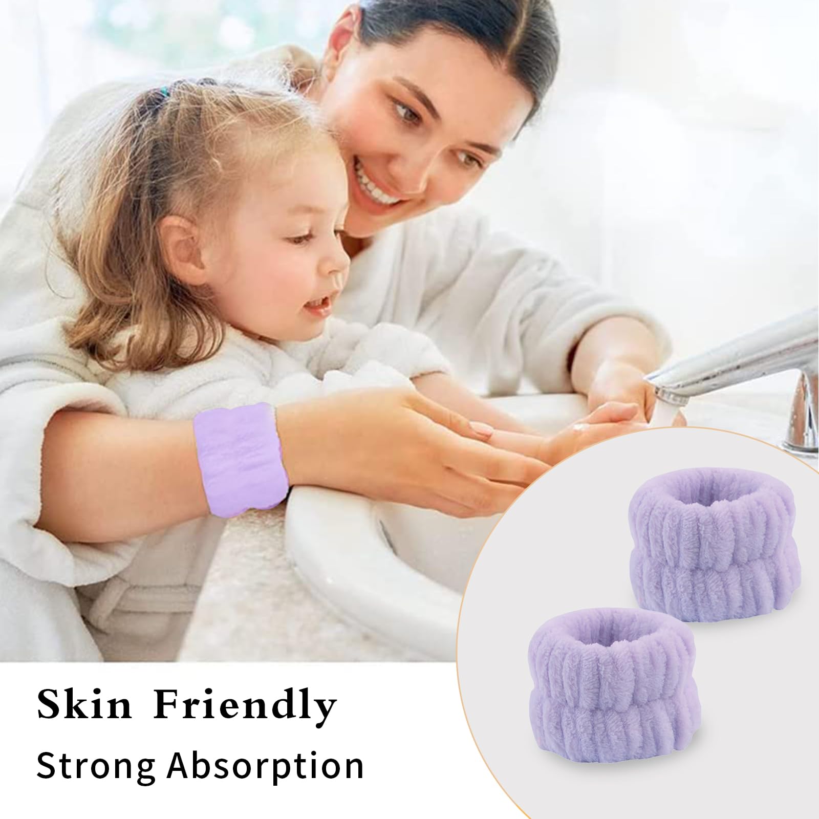 9 Pcs Skincare Headband, Soft Facial Makeup Hairband Wrist Bands for Face Washing SPA Shower Makeup Headband Wristbands - Image 3