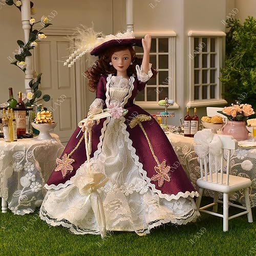 Miniatura 8 de iLAND Casa de muñecas People escala 112, casa de muñecas victoriana noble y dama (noble victoriano, 4 piezas)