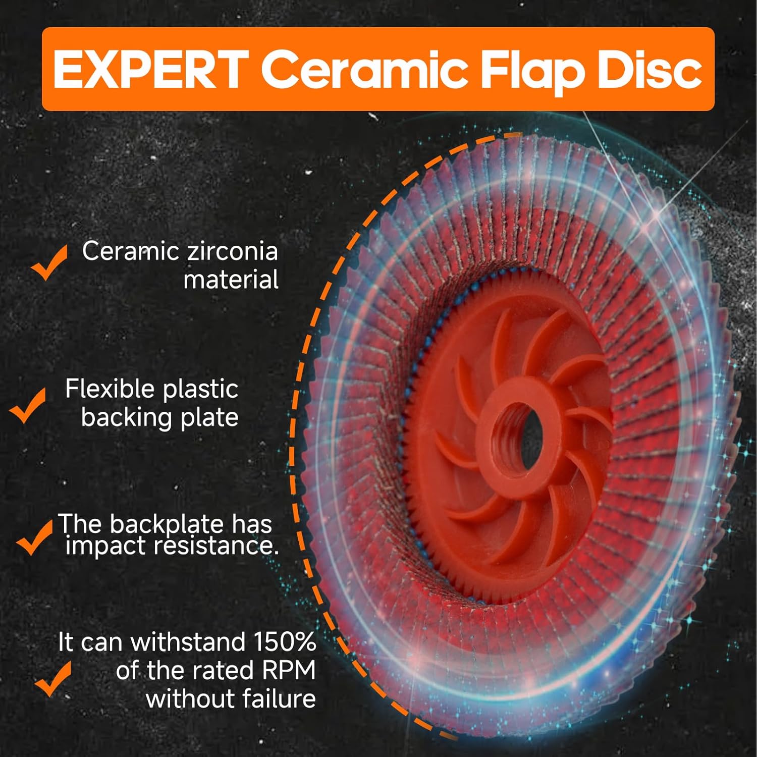 Expert Ceramic Flap Disc 4 1/2 for Angle Grinder, 40 Grit Type 27 Flap Sanding Disc, High Density Trimmable Grinding Wheels for Stainless Steel, Sheet Metal (5 Pack)