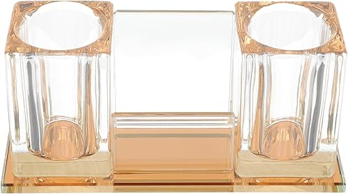 Crystal Acrylic Microphone Stand Tabletop Mic Holder Stable Mic Storage Holder Desk Mount for Ktv Karaoke Light Gold Color