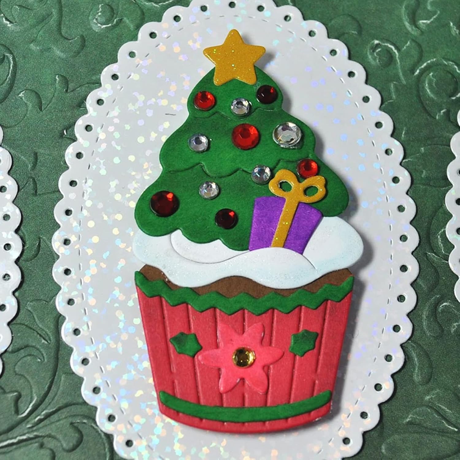 2 Pcs Merry Christmas Snowman Christmas Tree Cupcake Metal Cutting Dies Set for Scrapbooking Embossing DIY Craft Card Album Gift Die-cuts Cardmaking Photo Decoration