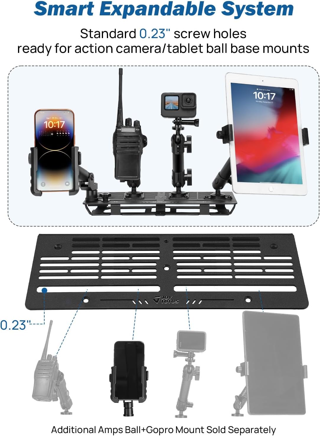 JOYTUTUS Aluminum Phone Holder Dash Mount Compatible with Ford 2023 2024 2025 2026 F-250 F-350 F-450 Super Duty, Cell Phone Holder Dash Mount for Truck, Stable Installation