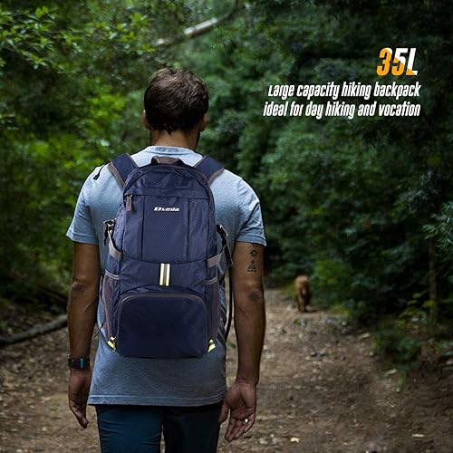 Miniatura 6 de DVEDA Mochila ligera y plegable de 35L impermeable, duradera, mochila de viaje para senderismo