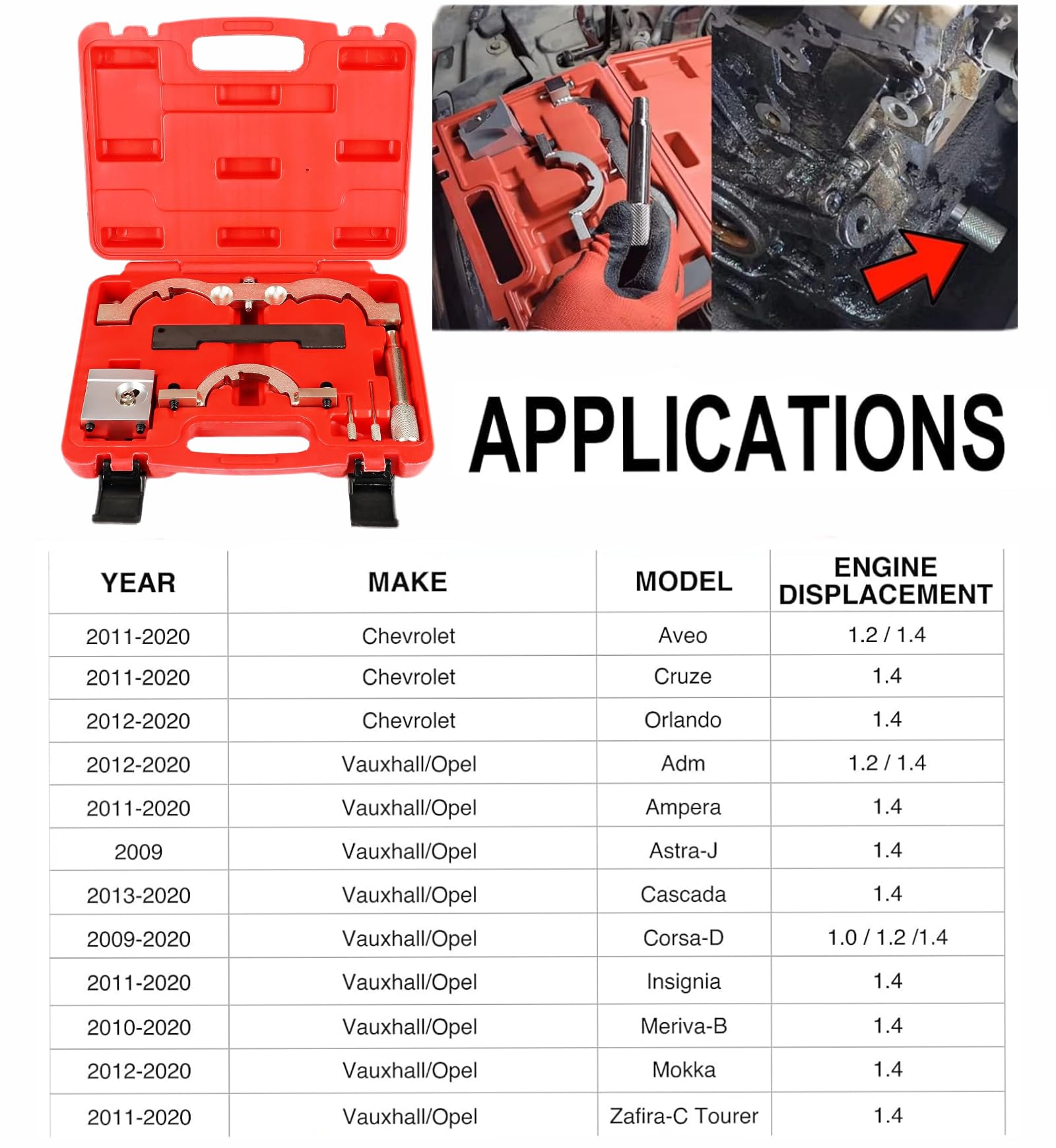 O*Pel/Vauxhall Chevrolet 1.0 1.2 1.4 Turbo Engine Timing Tools Set From 2009 Onwards - Foto 7