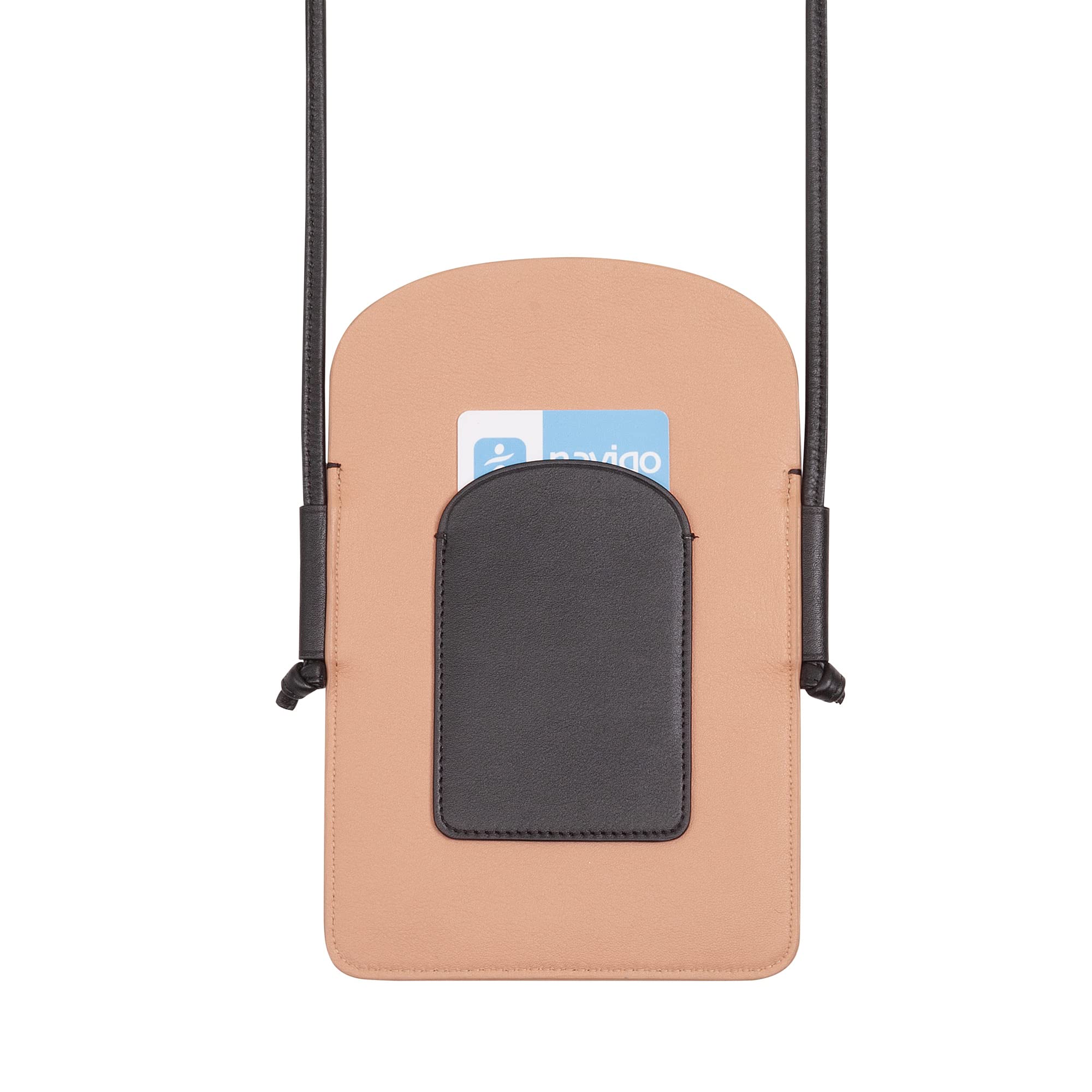 DUDU Porta Cellulare da Collo Donna in Pelle, Doppia Tasca Porta Smartphone, Tasca Porta Tessere, Tracolla Laccio Regolabile Nero