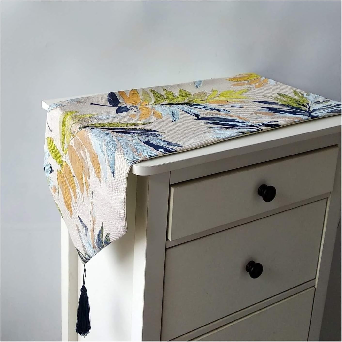 Autumn Table Runner,32x240CM,Leaves Table Runners Linen Cotton,Small Table Runner Rectangle Blue