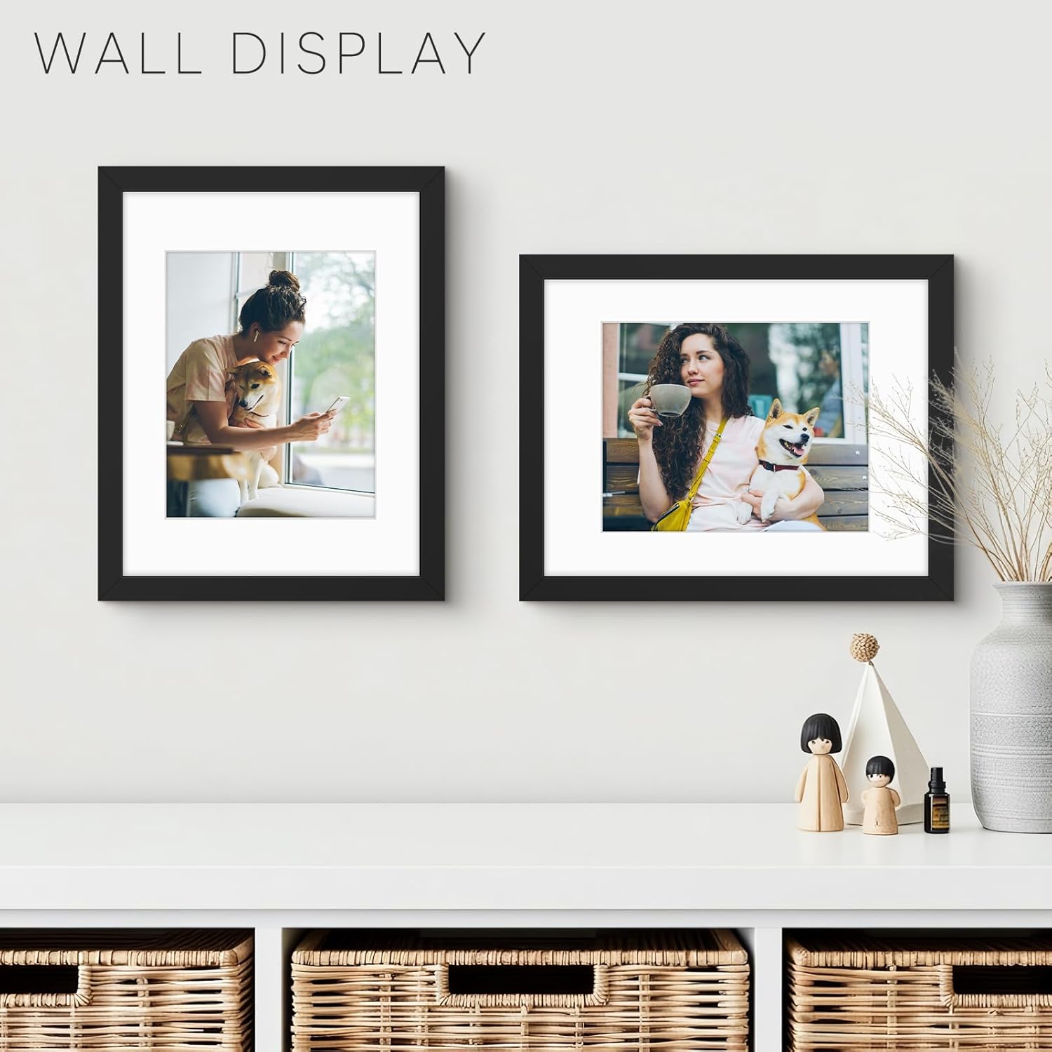 Golden State Art, 11x14 Picture Frame with Mat for 8x10 - High Definition Glass Wall Mounting Horizontal Vertical Display (Black, 2 Pack)