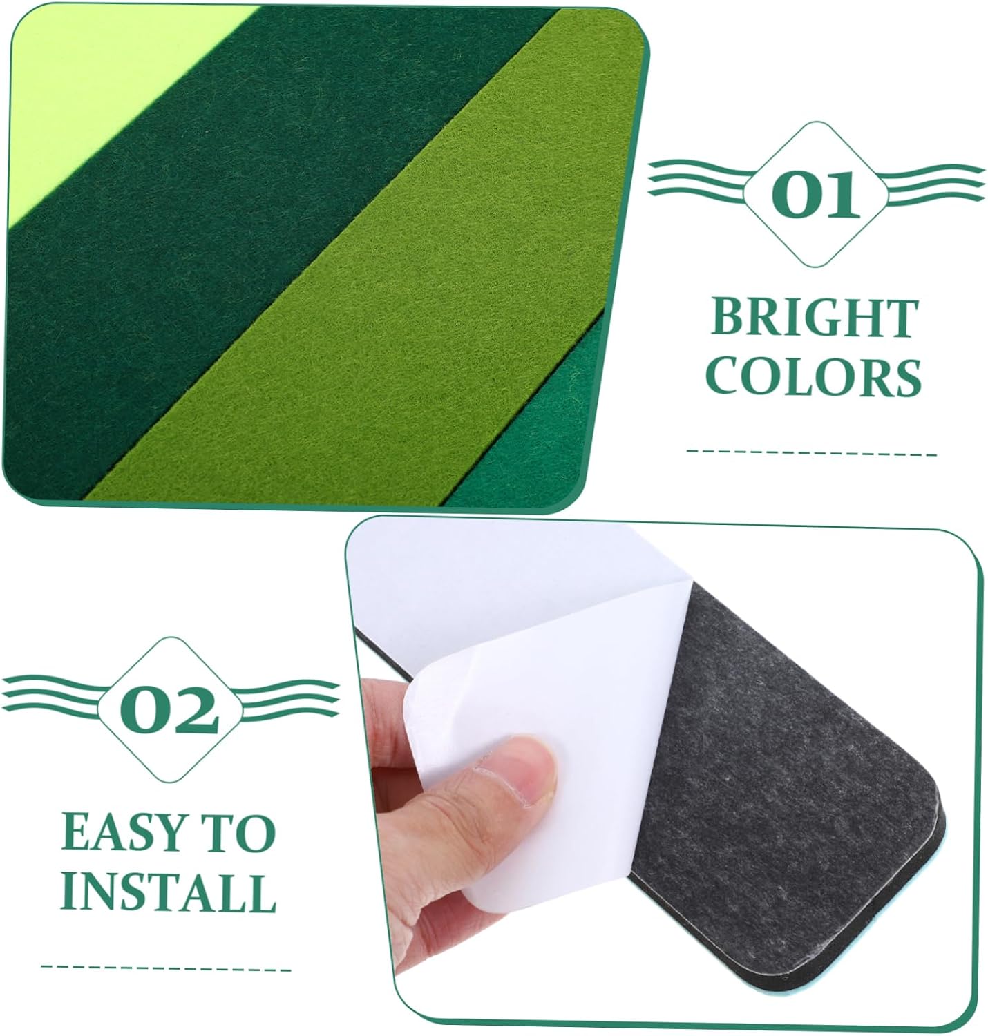 KICHOUSE 6pcs Decorative Felt Strips Self-Adhesive Wall Bulletin Board for Home Office Classroom Gradient Multi-Functional Message Photo Display Boards