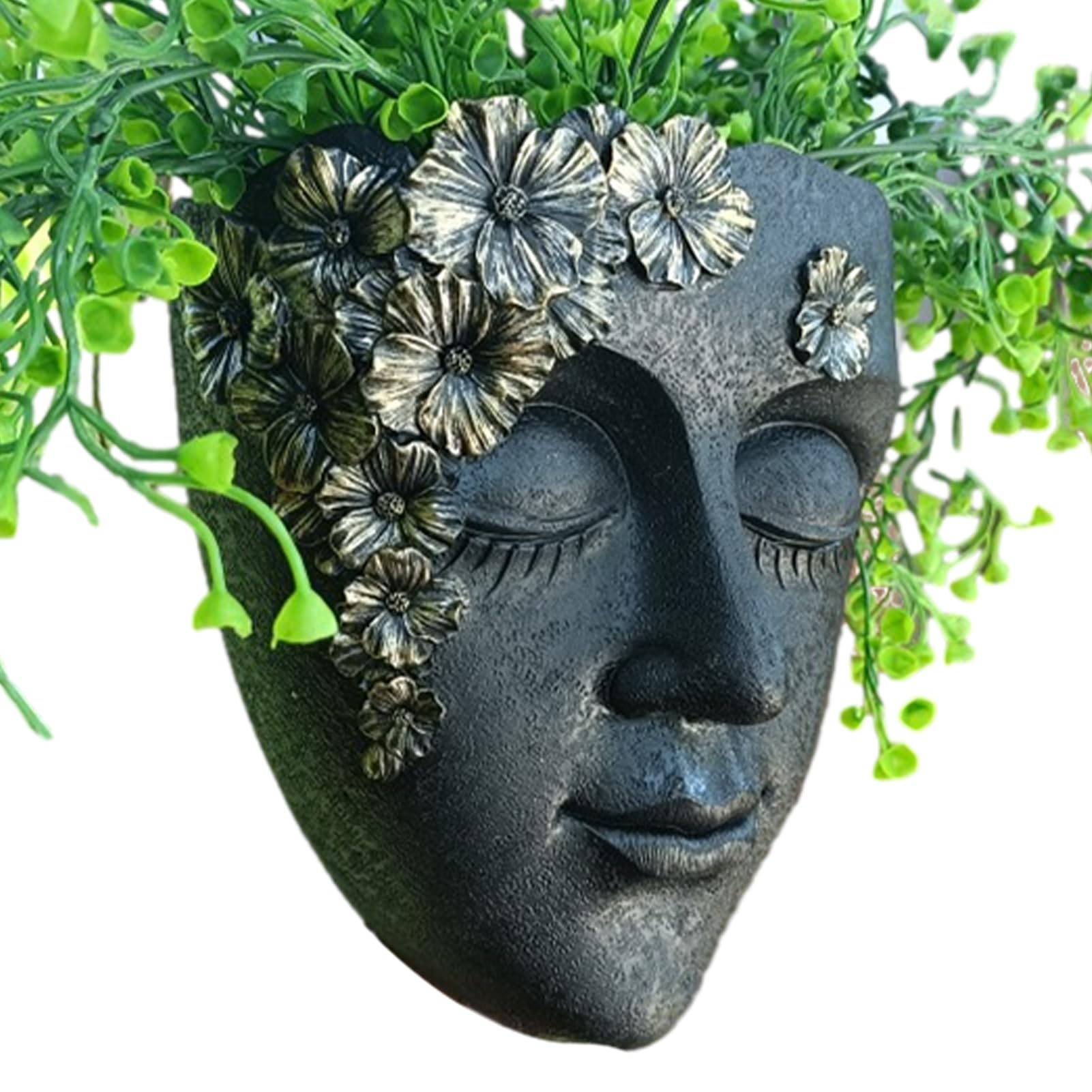 Head Wall Planter | Resin Face Flower Pot | Decorative Mounted Plant Holder | Artistic Wall Vase For Indoor Outdoor Use Balcony Entrance Kitchen Living Room Garden Courtyard Verandaa Patio Home Decor