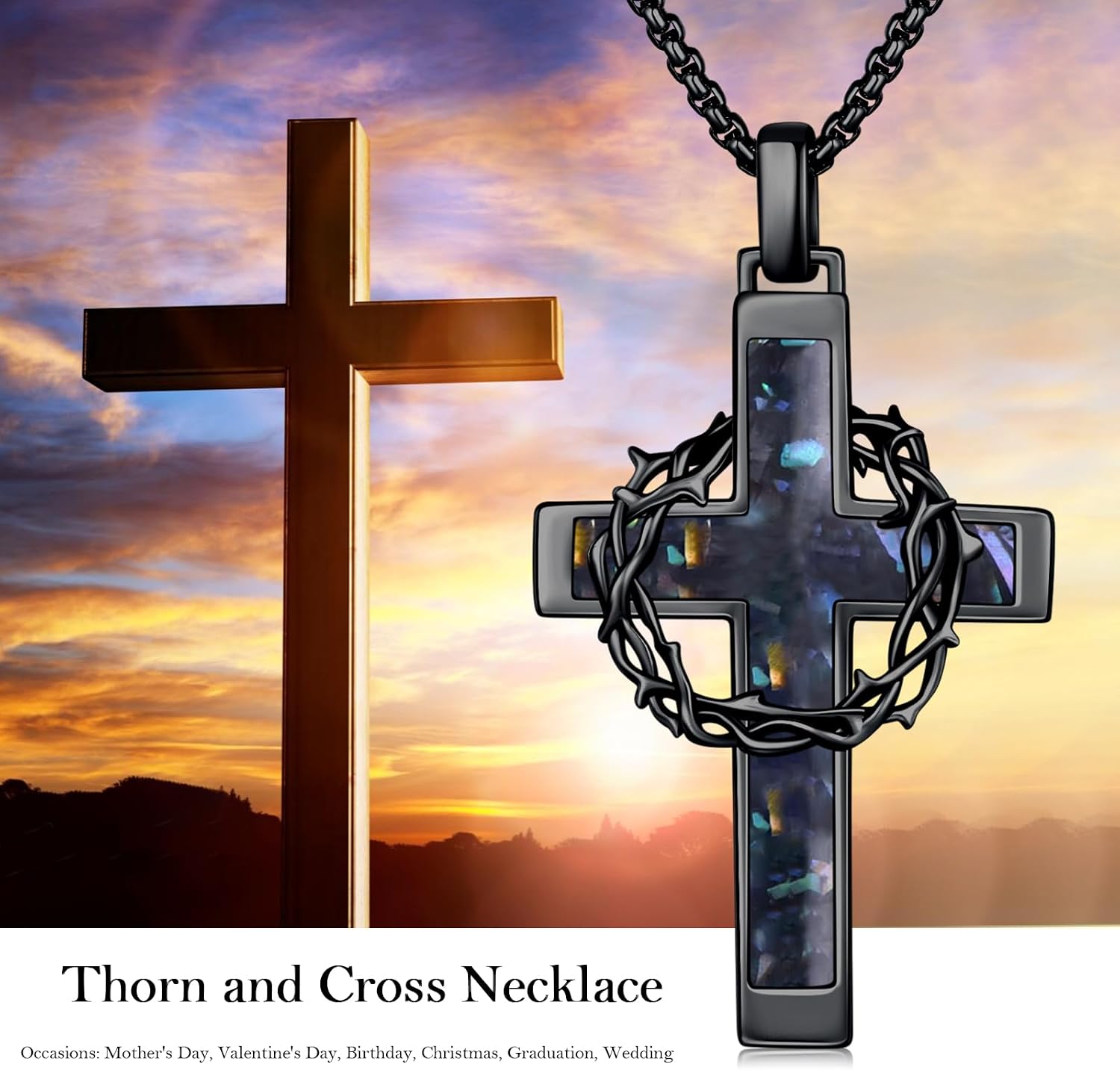 Cross Necklace for Men Women 925 Sterling Silver Crucifix Pendant Necklace Christian Jewelry Mother's Day Gifts Catholic Gifts for Men Women