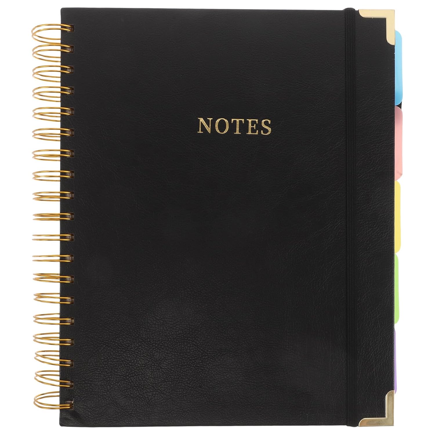 JOINPAYA Spiral Bound Pu Leather Notebook A5 Money Planner Organizer with College Ruled Pages Budget Tracker Journal for Office Students Travel Black