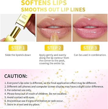 Color Changing Lipsticks Temperature Lipstick with Hydrating Gold Foil,Crystal Shine Pink Lipgloss Moisturizing Full Colour Creamy Texture For Women Teens Girl Personalized Color