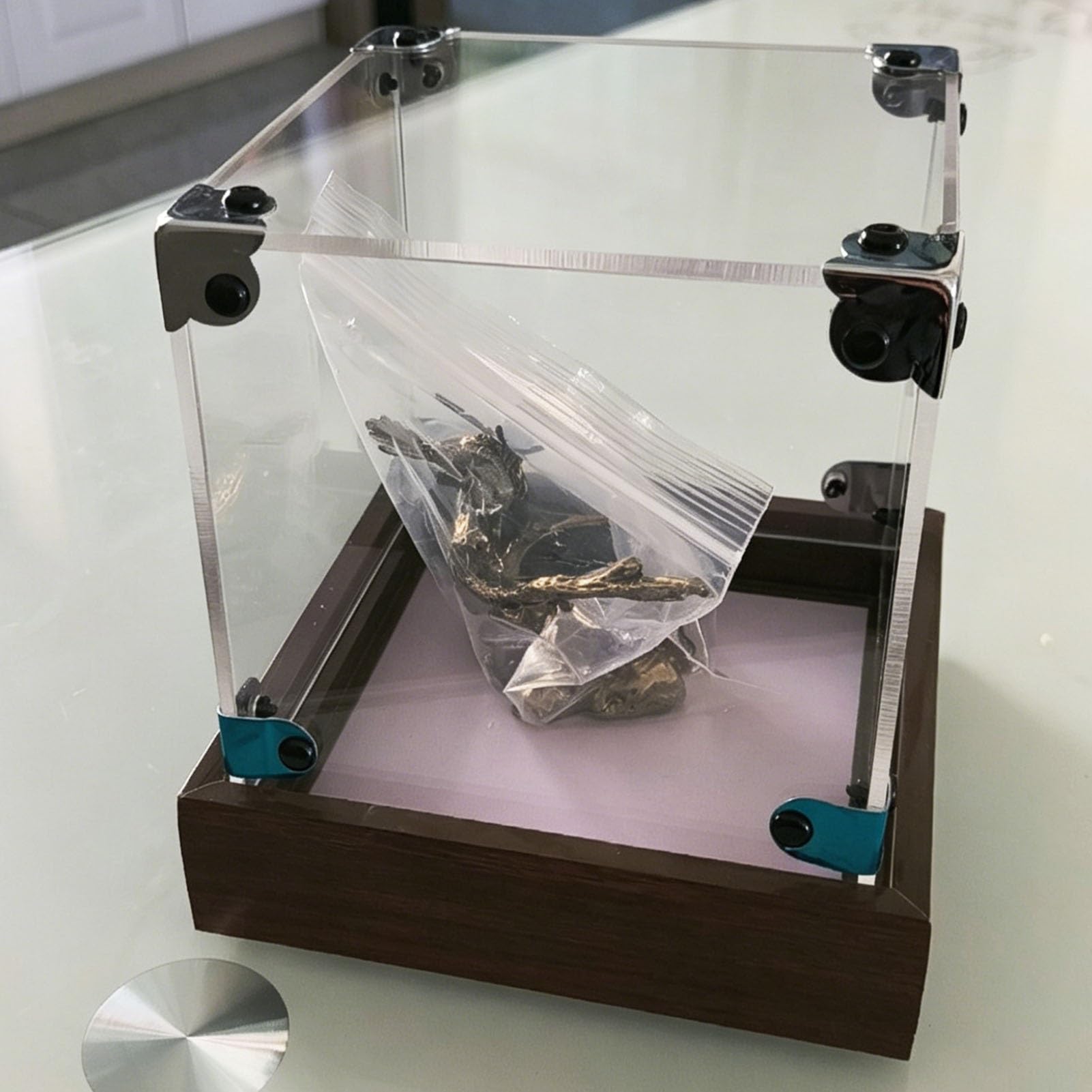 Acrylic Display Case with Metal Corners and Wood Base, Clear Dustproof Showcase Box for Collectibles, Memorabilia, Action Figures, Toys(50x30x30cm/20x12x12in)