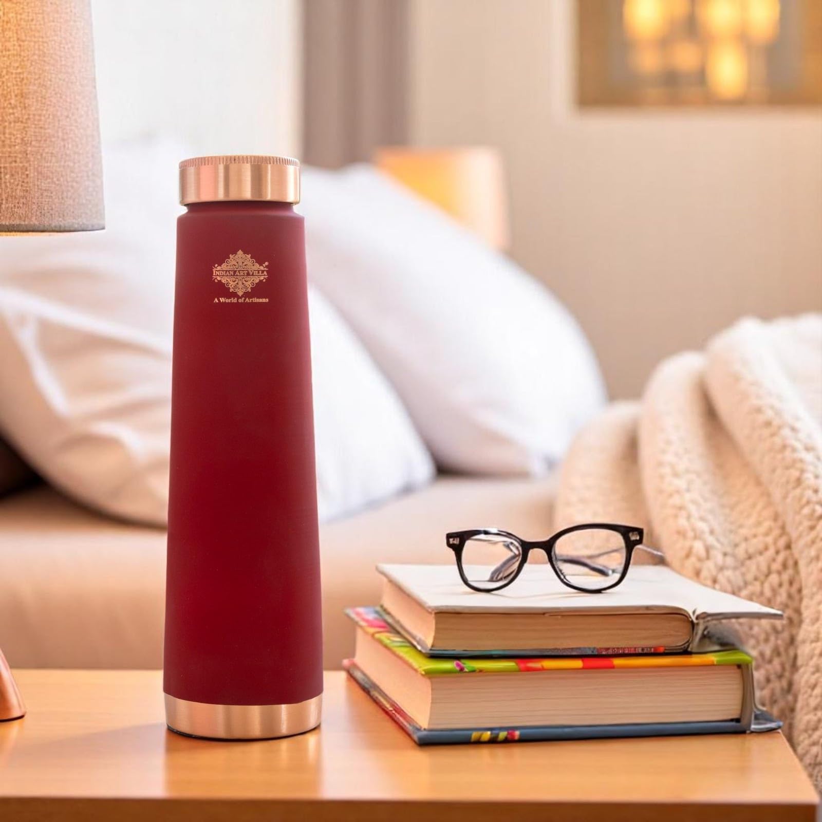 Copper Water Bottle - Ayurvedic Health & Silk Print -9