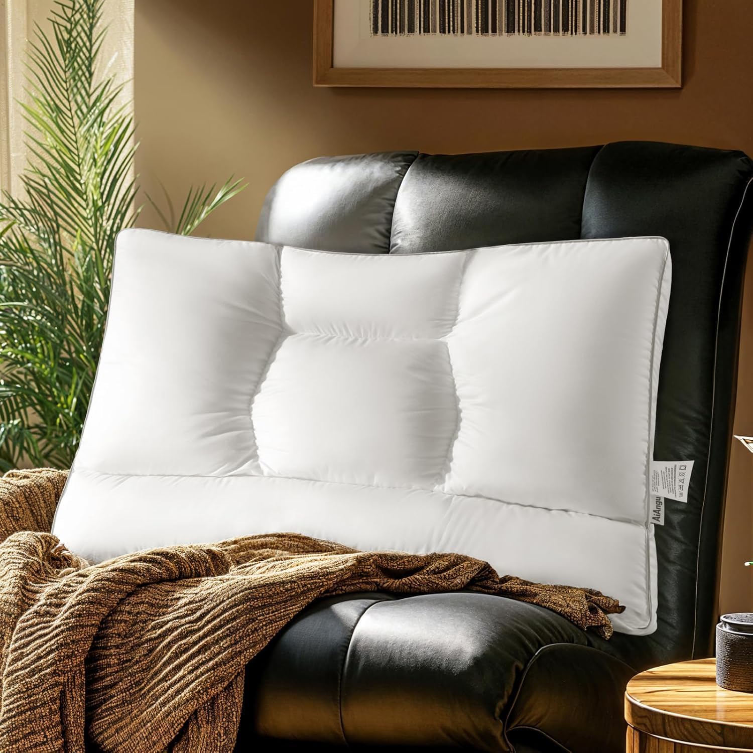 goose down pillow, cervical support for neck pain relief, 1250+ fill power, 600 thread count cotton shell, ergonomic design for side, back, and stomach sleepers(white,queen(pack of 1)) white - zonal design queen(pack of 1)