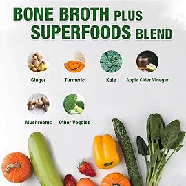 Zammex Bone Broth Plus Superfood Protein Powder (Turmeric Flavor), 8g Hydrolyzed Protein with Vitamin D, for Healthy Skin, Nails, Hair, Joints & Digestion,Non-GMO (30 Servings)
