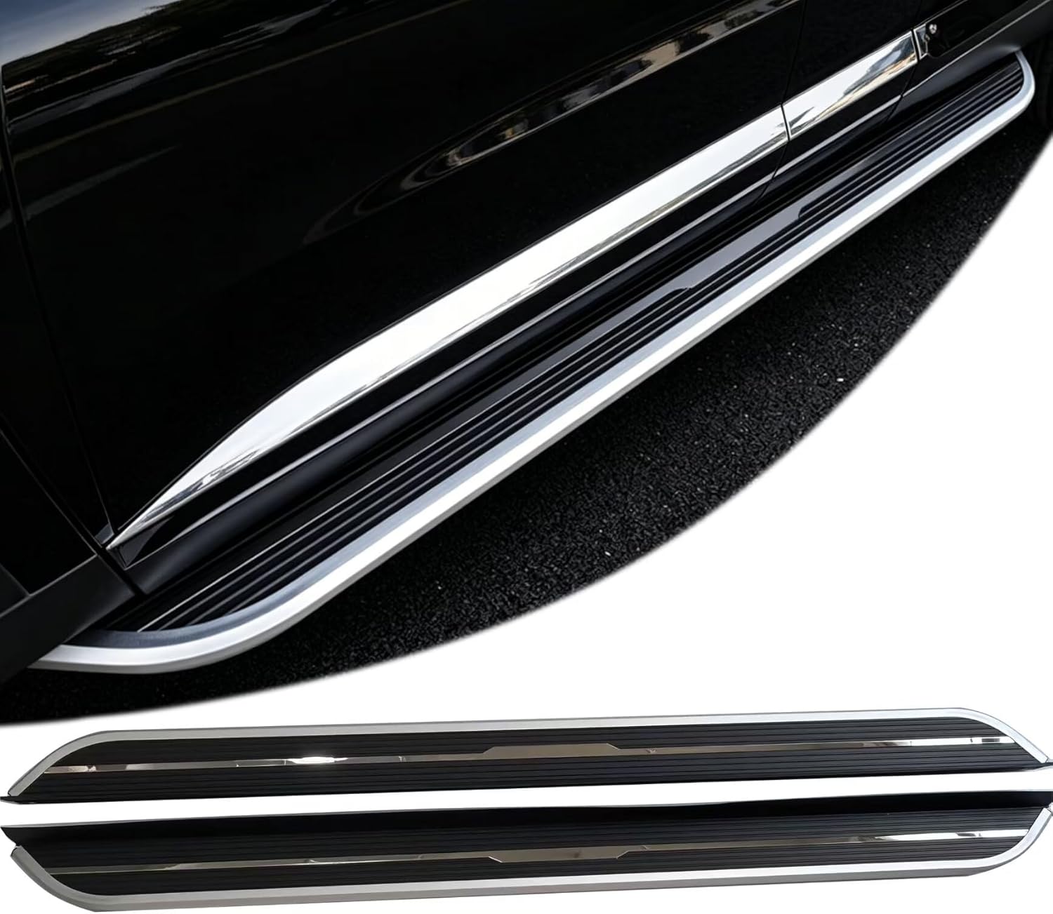Running Boards for Lincoln Aviator 2020-2026, 2PCs Aluminum Fixed Side Steps (with Bracket) | No Drill Bolt-On Kit | DIY Project SUV Rail Board Accessories Black (1 Set)(YYY)