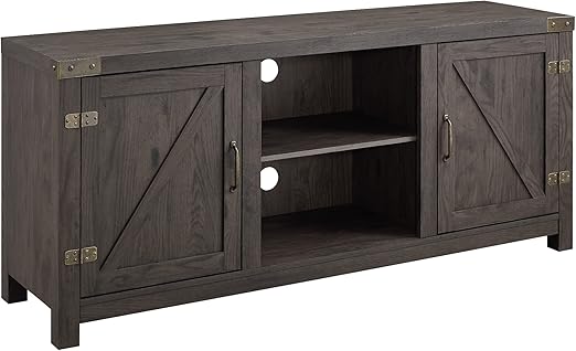 Walker Edison Larae Modern Farmhouse Barn Door Stand for TVs up to 65 Inches, Without Fireplace, Sable Grey