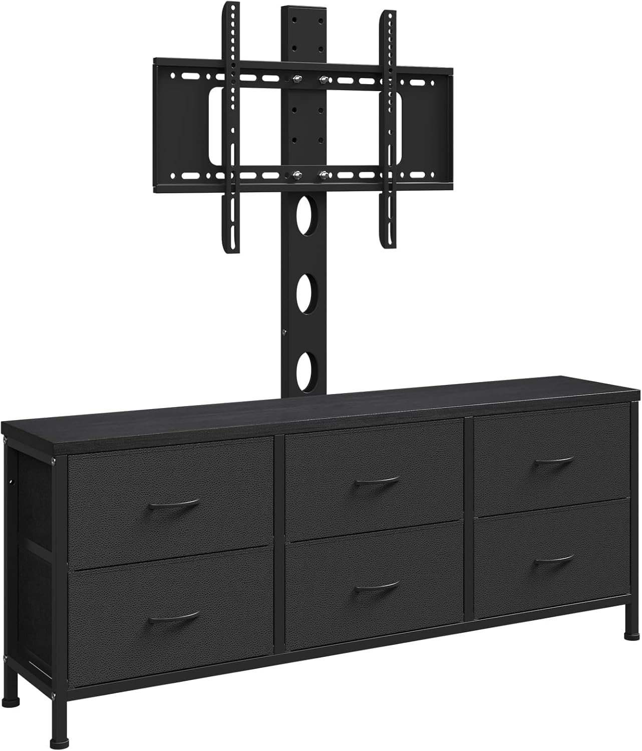 TV Stand with Mount, Fabric Dresser with 6 Drawers for 32/45/55/60/65/75 inch TVs, Black Dresser Entertainment Center, Modern Media TV Console Table - Image 9