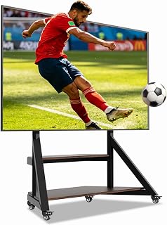 unho Large Mobile TV Floor Stand with Wheels for 65 75 85 86 90 100 inch TVs, Heavy Duty Rolling TV Mount Cart with Television Stands for Living Room Entertainment Max VESA 800x600mm, Up to 220 lbs