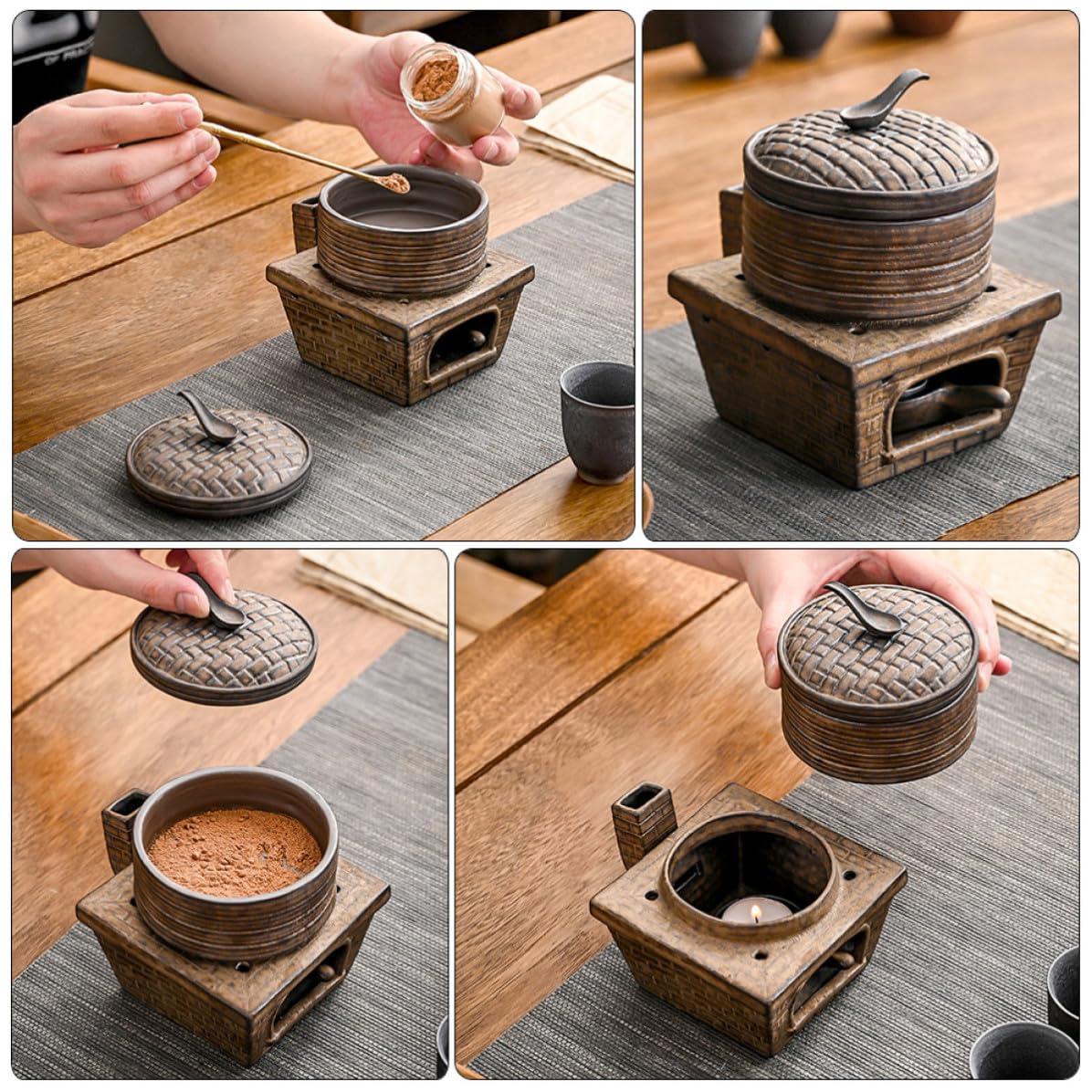 Holibanna Bruciatore di Aromi in Terracotta Aspetto Antico Raffinato e Delicato, Porta Bruciatore Pratico per Bastoncini, per Studio e Relax Effetto Decorativo