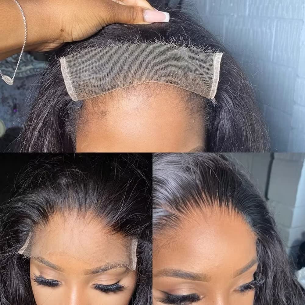 6X6 HD Invisible Lace Closure Human Hair Wigs Body Wave Pre Plucked Bleached Knots 150% Density Full End Transparent Lace Brazilian Remy Hair Wigs For Black Woman 16Inch