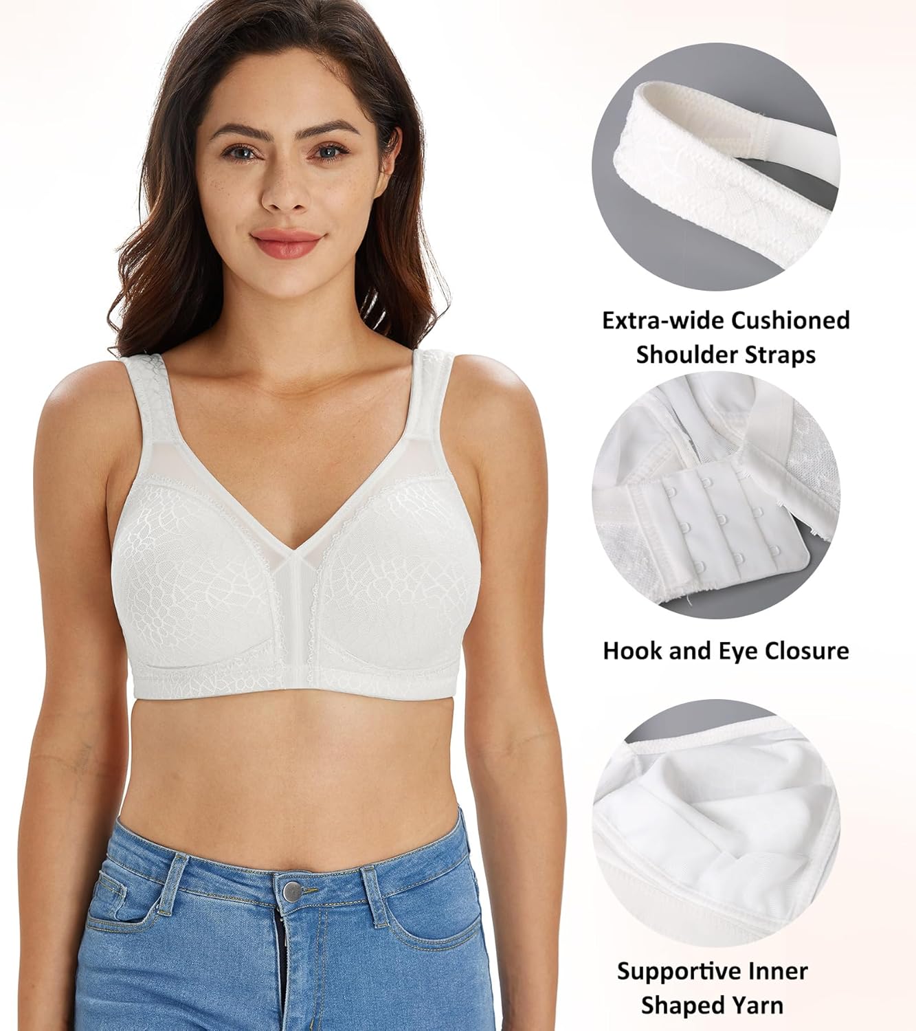 Lemorosy Women's Plus Size Full Coverage Non Padded Wireless Minimizer Bra -Comfort and Double Support - Image 2