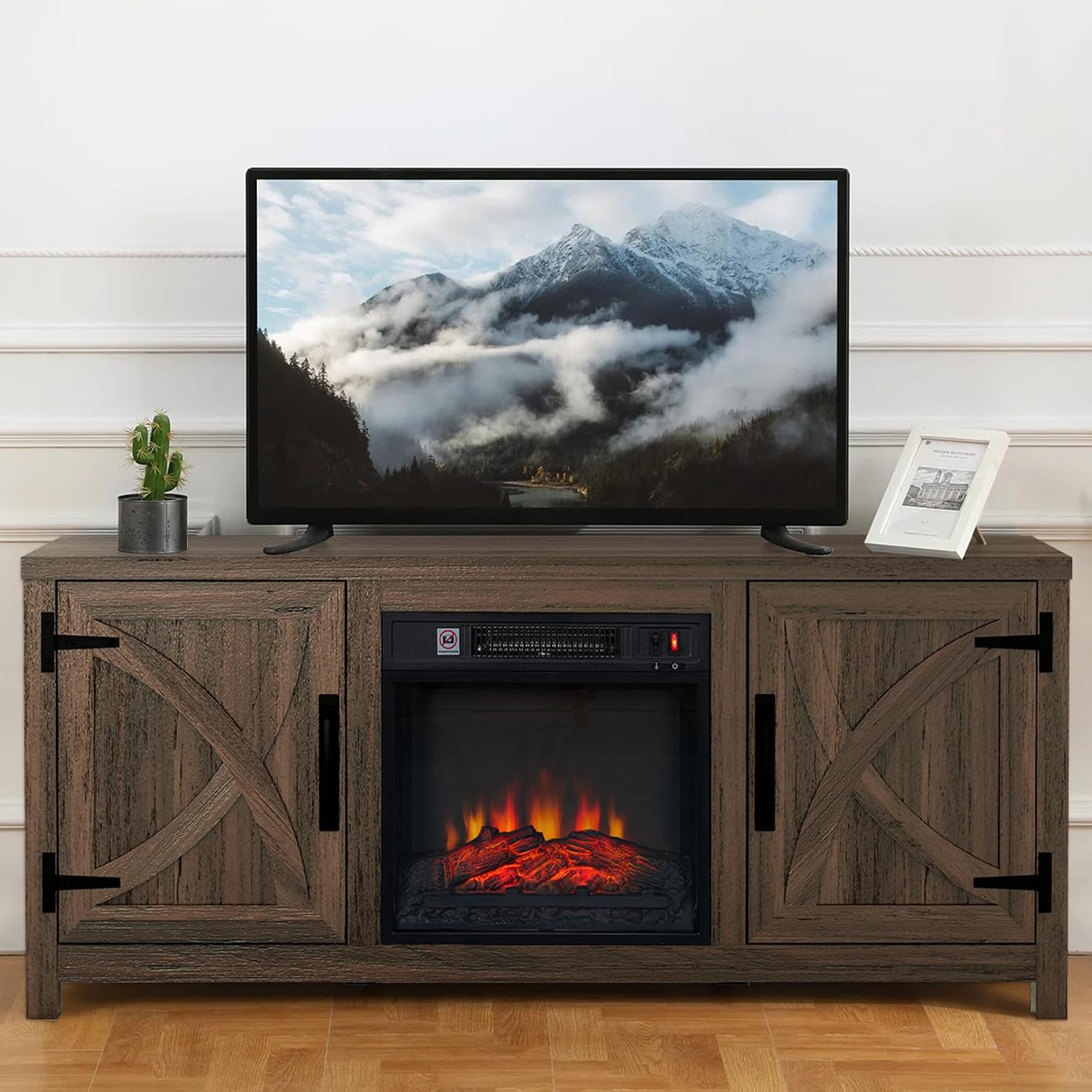 18" Electric Fireplace Insert, Recessed Fireplace with 1400W Heater and 3D Realistic Flame Effect, Overheat Protection, Suitable for Living Room, Bedroom, TV Stand & More
