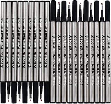 20 Count Bociyer Liquid Ink Rollerball Pen Refills | 0.5 mm | Black Ink