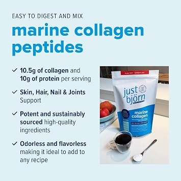 Marine Collagen Peptides Powder (30 Servings / 11.5 Ounce) | Wild-Caught Nordic Cod, Type 1 - Skin, Hair, Nail & Joint Support - Hyaluronic Acid, Vitamin C Amino Acids - Unflavored