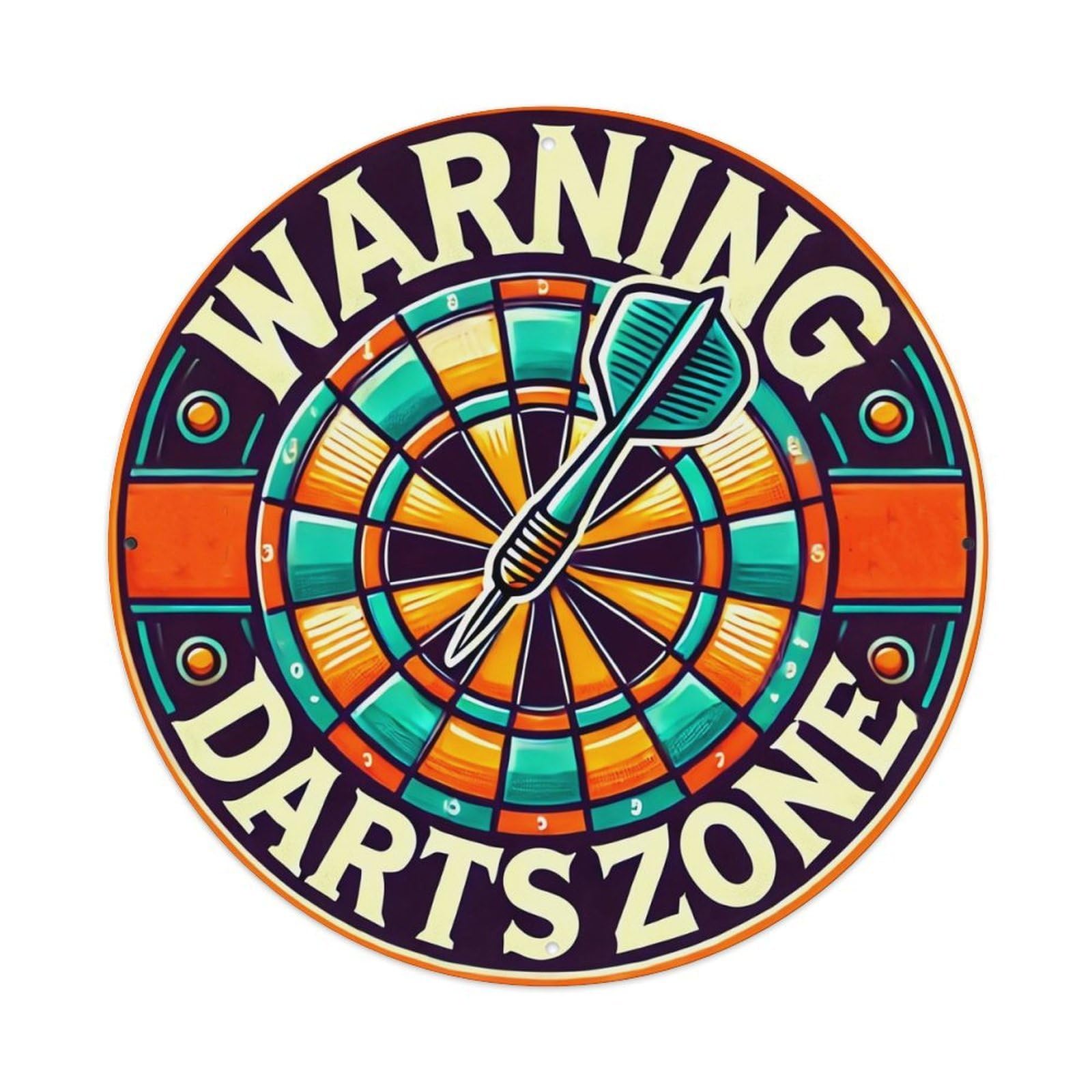 Jdyansheng Vintage Warning Darts Zone Target Design Tin Sign Metal Poster Metal Signs For Home Man Cave Bar Cafe Kitchen Laundry Room Wall Decorations 8X8 Inches