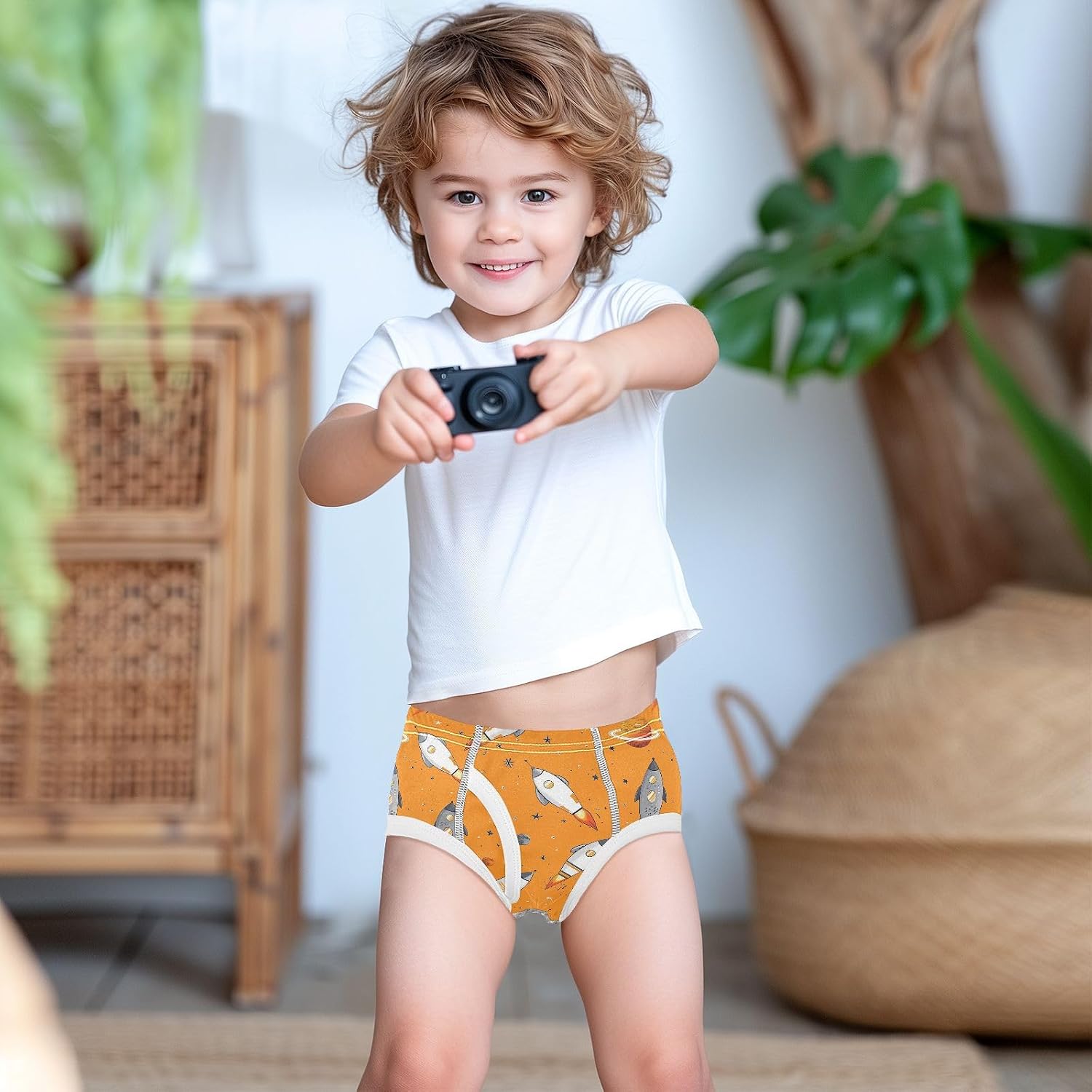 visesunny Boys Training Underwear Orange Rocket Space Breathe Cotton Potty Briefs Size 2T-8Y for Toddler