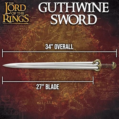 Miniatura 2 de UNITED CUTLERY LOTR Guthwine Sword of Eomer - Réplica con licencia oficial, hoja de acero inoxidable, agarre de cuero, accesorios con acabado de