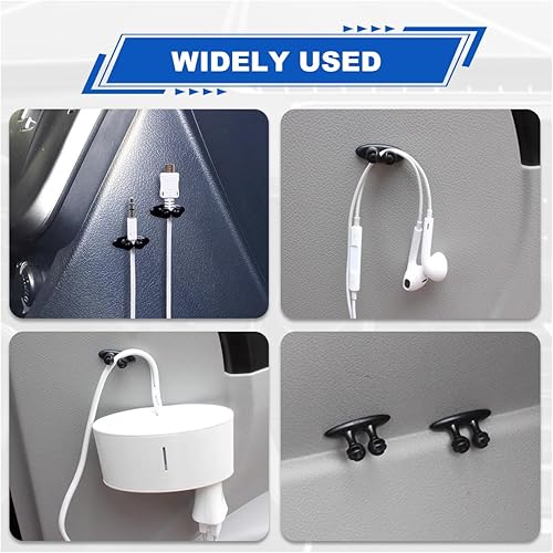 Miniatura 5 de Clips para cables de automóvil, clip de línea de cable adhesivo fuerte, organizador de cables multiusos, soporte de cable de carga para automóvil,