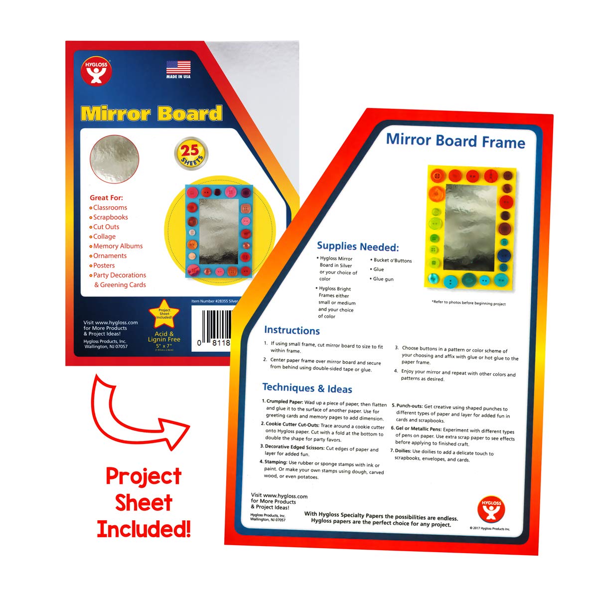 Hygloss Products 28570 5x7-100-sheets Mirror Board Sheets-for Arts and Crafts, 5 x 7 inch, Silver, 100 Pack : Office Products