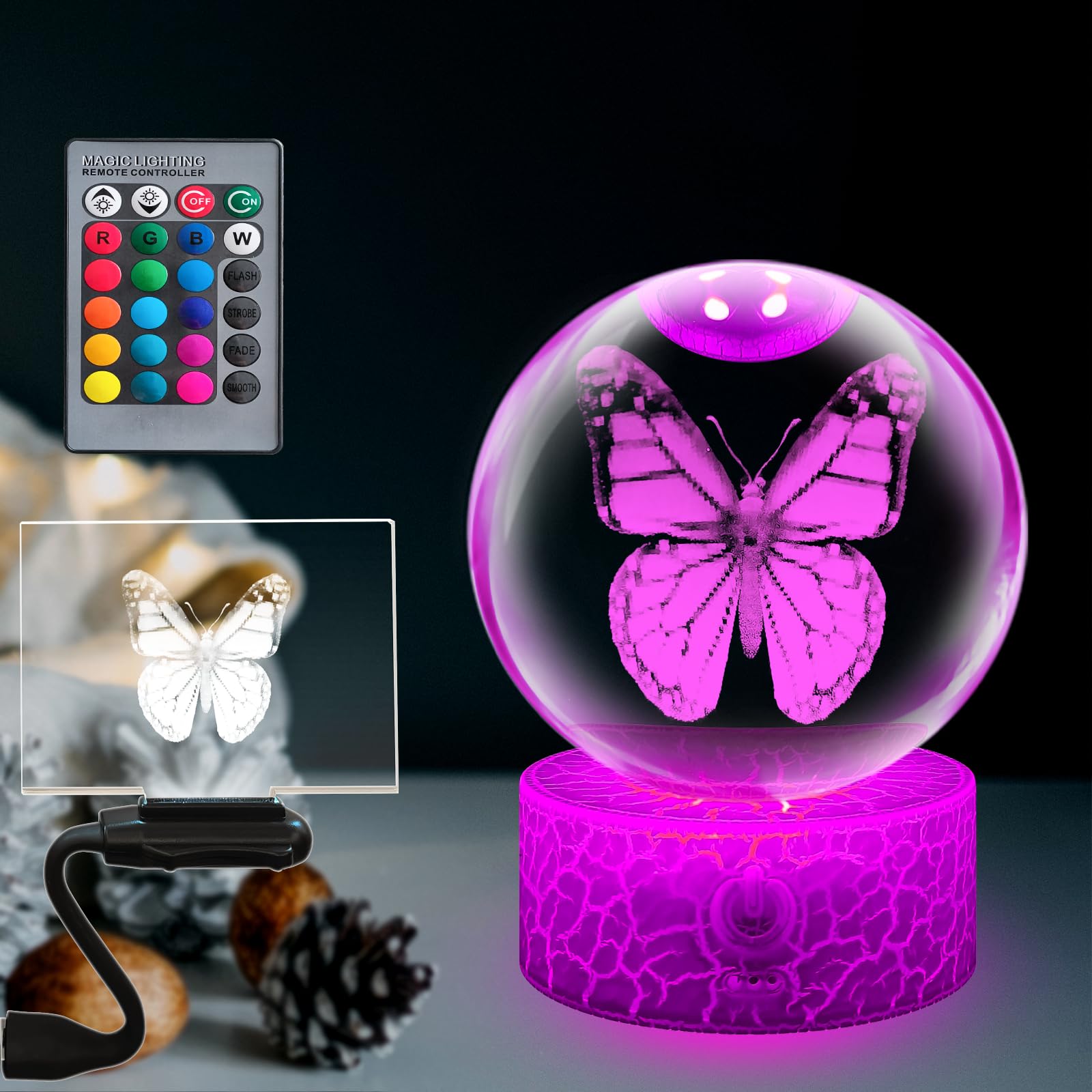 Yan-techK9 crystal ball 3.15 mm image quality of the butterfly wheel and the flash light for the love of the gift RGB/remote controlled LED lamp have a highly appreciated colour temperature