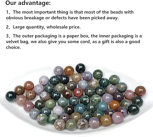 Miniatura 84 de Cuentas de piedra para hacer joyas, piedras preciosas naturales redondas sueltas espaciadoras para pulseras, collares y aretes, Piedra Kit