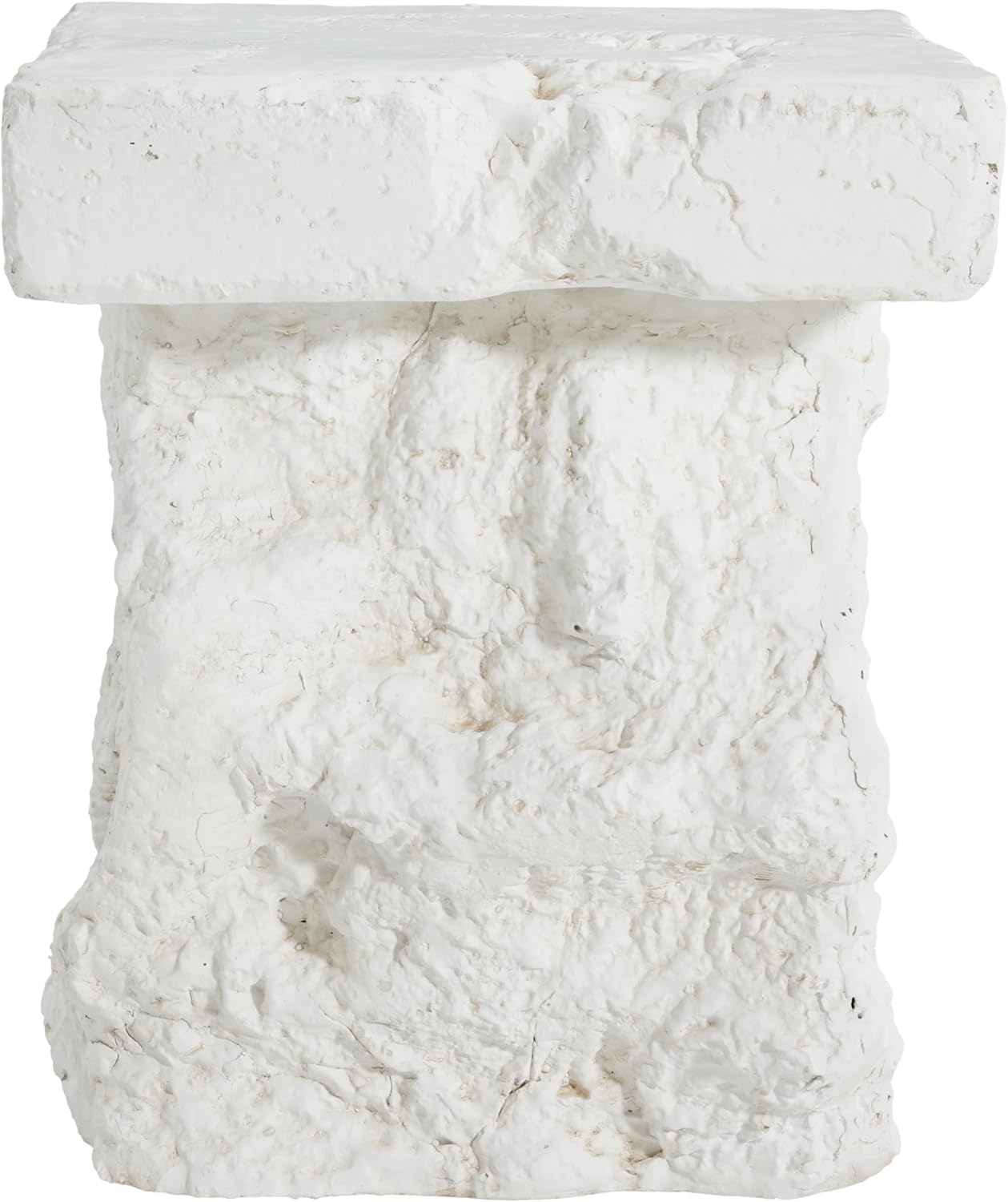 15" Durable Mgo Material Sturdy Construction Coffee Tables, Minimalist Refined Center Table with Weatherproof, Modern Minimalist Tea Table with Artistic Design for Patio Garden, White