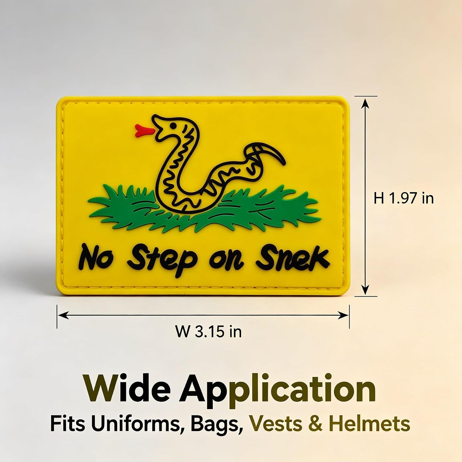 No Setp On Snek Patch Morale Tactical Patch PVC Applique Attachment Fastener Hook & Loop on Tactical Hat Bags Jackets and Gear (PVC Yellow) image 2