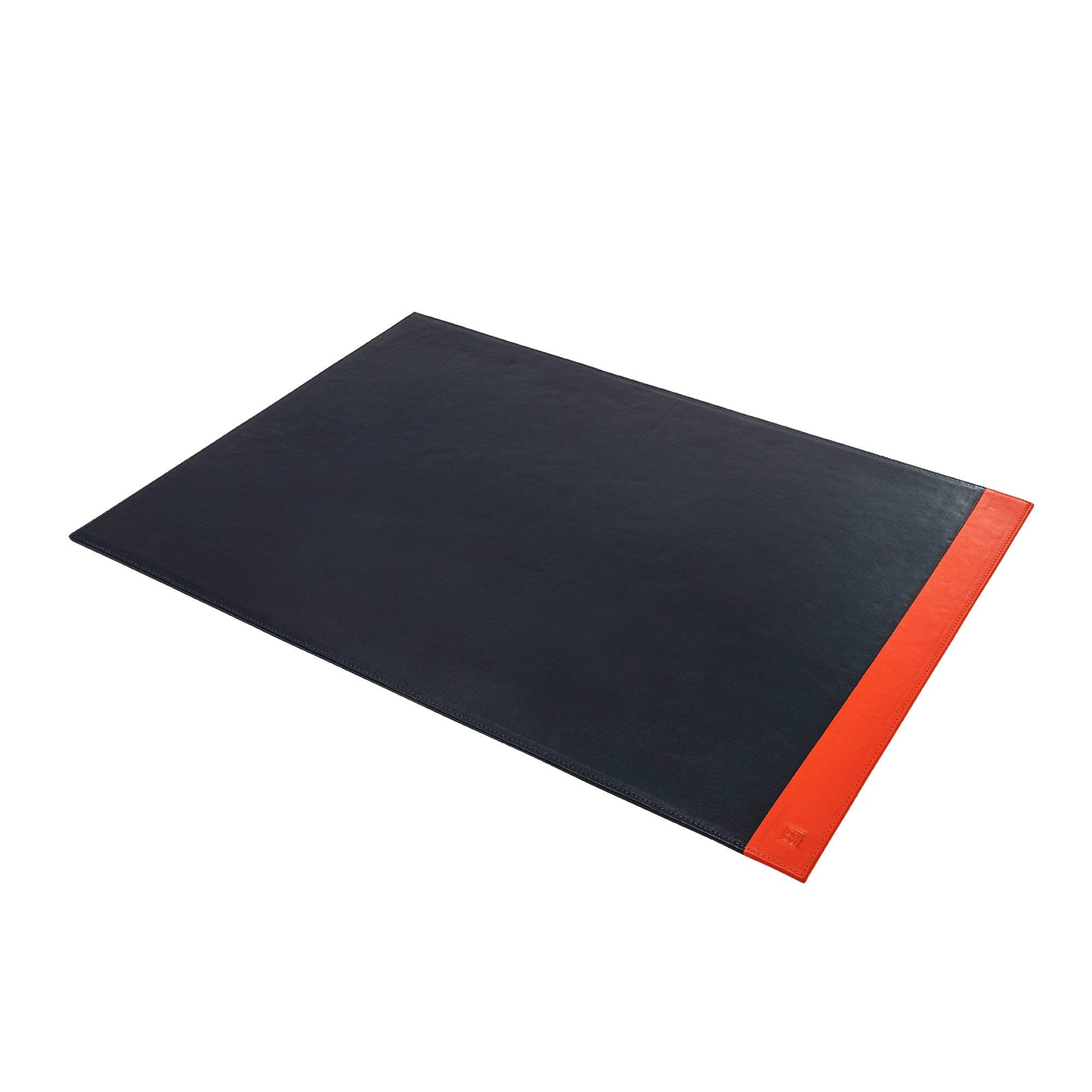 DUDU Sottomano da Scrivania Ufficio in Pelle Bicolore 650x440 mm Antiscivolo con Bordo Cucito Navy