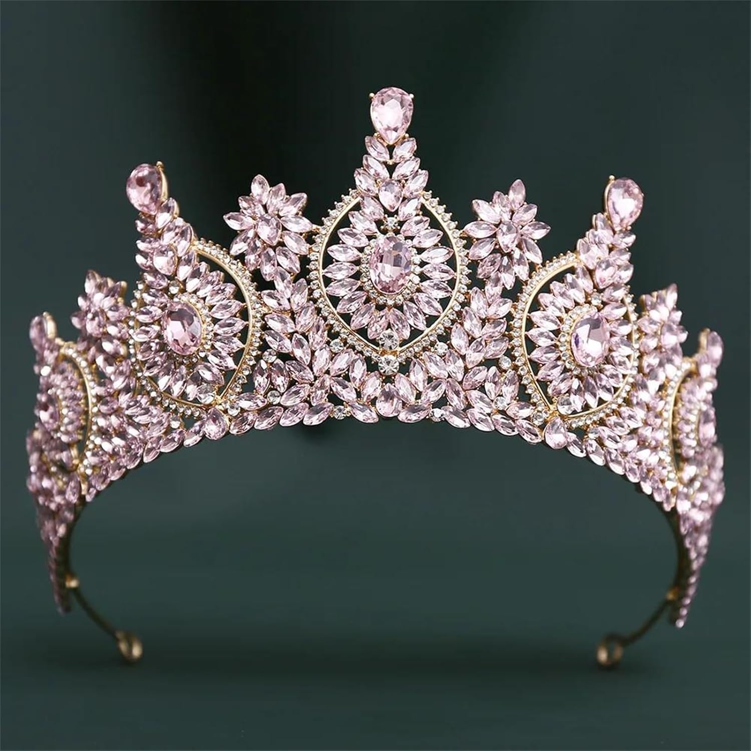 Large Blue Crystal Tiara Crown For Women Girls Vintage Rhinestone Queen Princess Headpiece Bridal Wedding Prom Hair Accessories