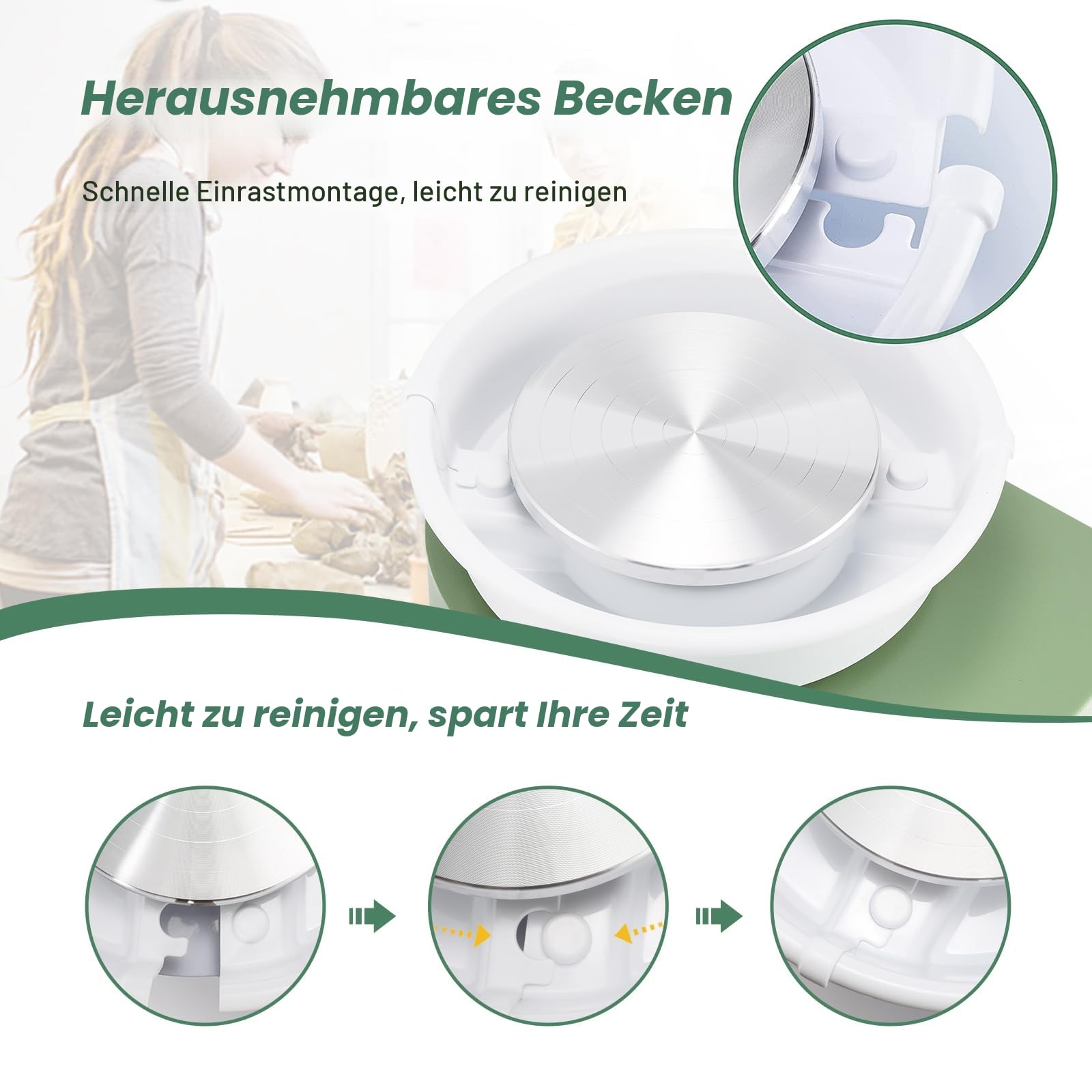 Huanyu Keramik-Maschine mit Fußpedal, 25,4 cm, elektrische Töpfermaschine mit abnehmbarem Becken, für Töpferstudio, Töpferei, Heimwerken, Töpferei, Schule