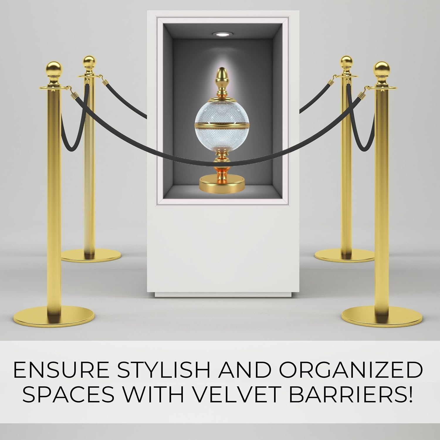5 Ft Black Velvet Rope - 4 PCS Black Velvet Rope for Safe Control Queue Line for Parties Crowd Hanging Stanchion Tape for Ceremonies