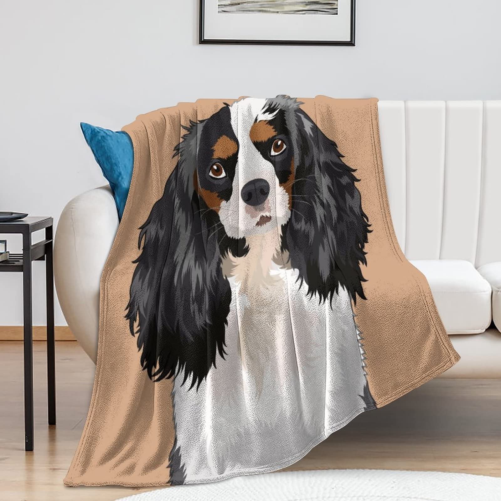 Couverture Polaire Chien Couverture Décorative Flanelle pour Lit Canapé 150×200cm