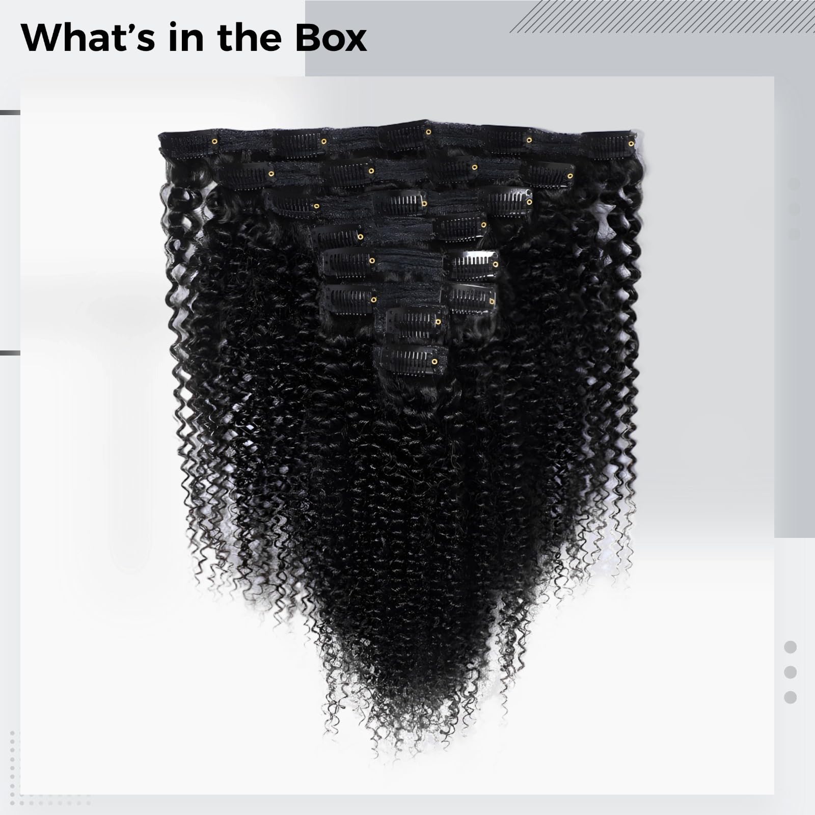 Clip-in Echthaar-Extensions, 14 Zoll, Natur Schwarz, Afro-Locken-Clip-ins, 8-teiliges Set, flexibles Styling, passend für mehr Fülle und einen harmonischen Look