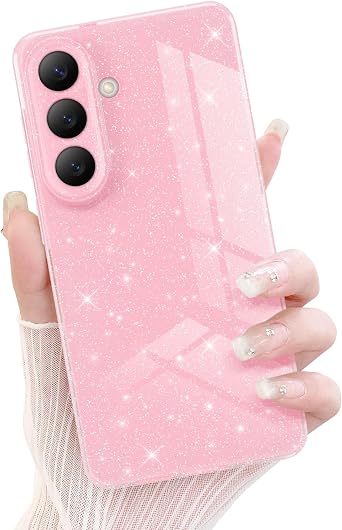 Newseego for Samsung Galaxy S26 5G Case, Cute Luxury Sparkle Bling Glitter Case for Women Girls Soft TPU Bumper Anti-Scratch Shockproof Protective Case Cover for Samsung Galaxy S26-Pink