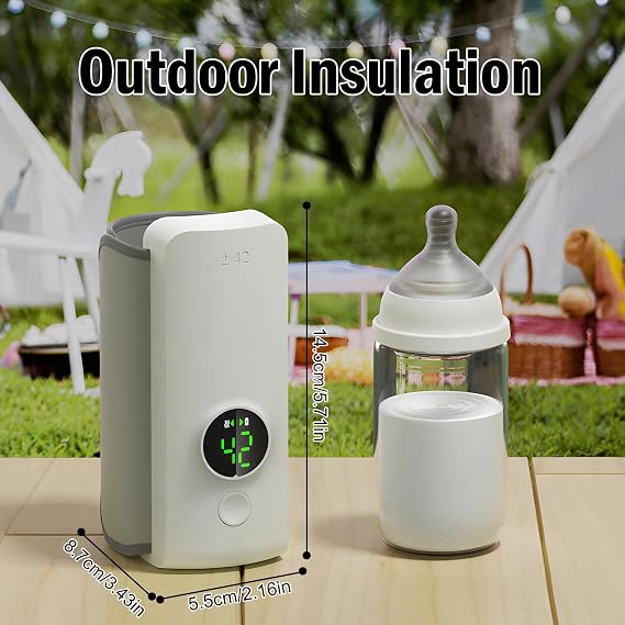 Portable Bottle Warmer for Travel, Fast Heating - Travel Bottle Warmer with Battery-Powered Temperature Display.